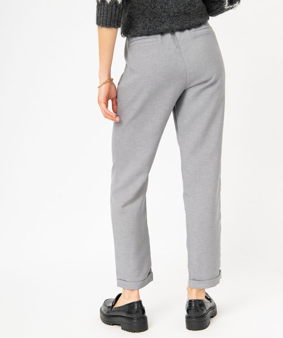 Pantalon en toile coupe ample avec taille élastique femme vue3 - GEMO(FEMME PAP) - GEMO