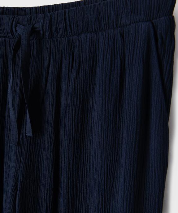 Pantalon large et fluide en viscose froissée fille vue2 - GEMO (JUNIOR) - GEMO