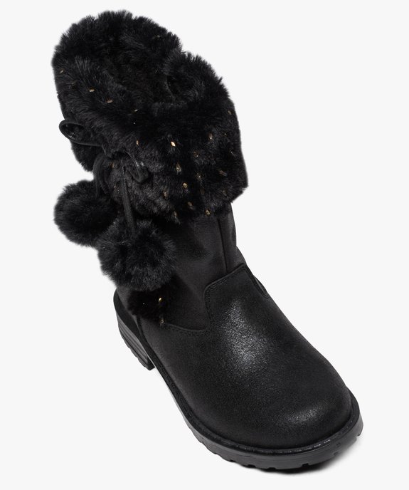 Bottines filles zippées à col duveteux et pompons vue5 - GEMO (ENFANT) - GEMO