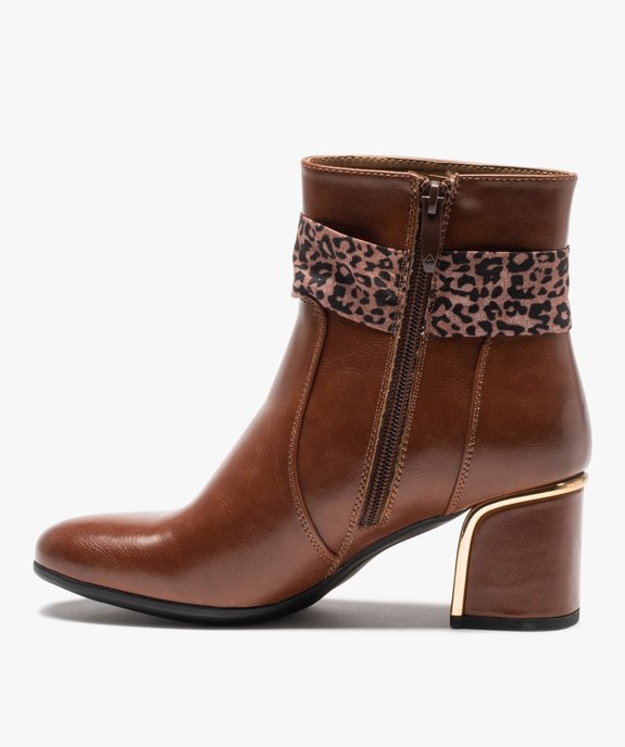 Boots femme unies à talon carré et bride foulard vue3 - GEMO(URBAIN) - GEMO