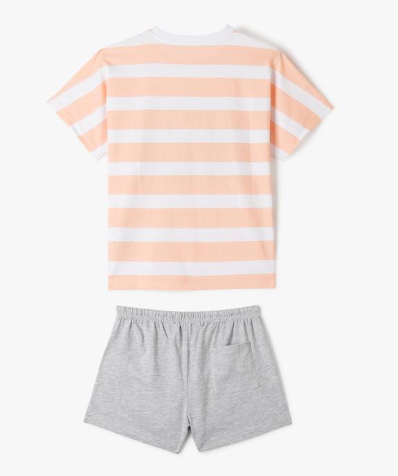 Pyjashort en coton coupe large fille vue4 - GEMO 4G FILLE - GEMO