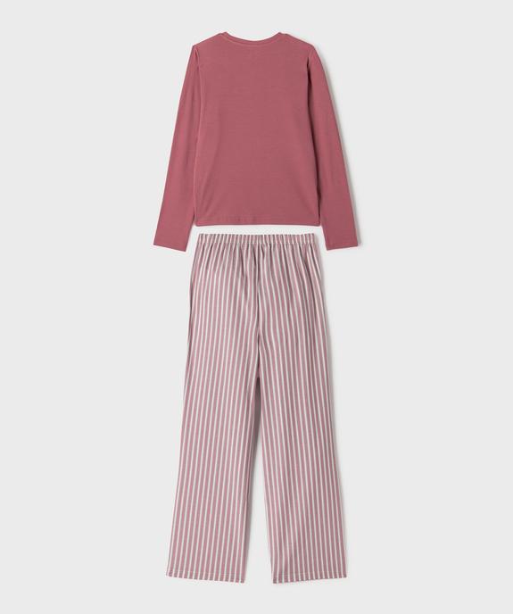 Pyjama avec pantalon rayé fille vue3 - GEMO (JUNIOR) - GEMO
