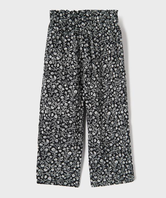 Pantalon fluide à motifs fleuris avec taille ajustable fille vue3 - GEMO 4G FILLE - GEMO