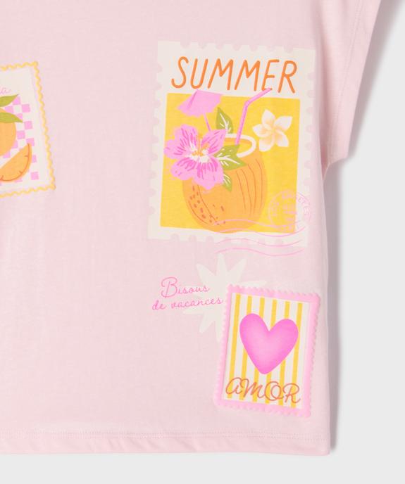 Tee-shirt manches courtes coupe oversize à motif fille vue2 - GEMO 4G FILLE - GEMO