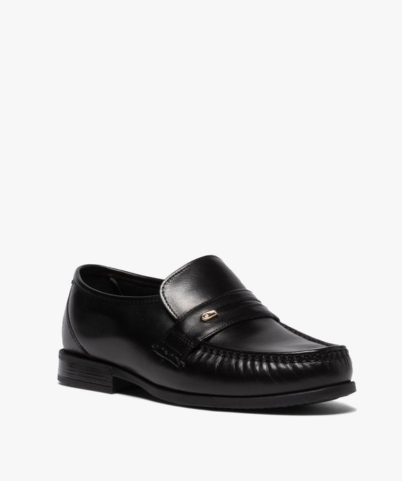 Mocassins homme unis en cuir coupe spéciale pied large vue2 - GEMO (CONFORT) - GEMO