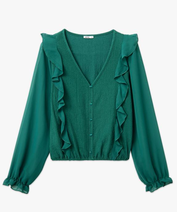 Tee-shirt femme avec manches en voile et volants vue4 - GEMO(FEMME PAP) - GEMO