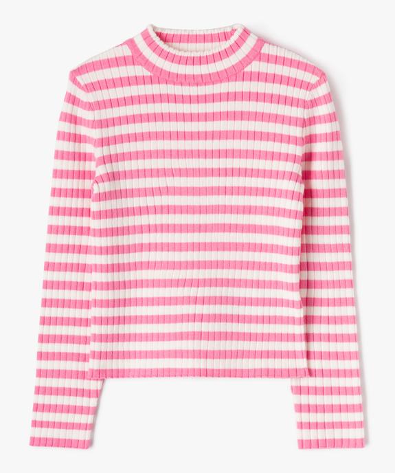Pull rayé en maille côtelée fille - GEMO (ENFANT) Pull rayé en maille côtelée fille vue2 - GEMO (ENFANT) - GEMO