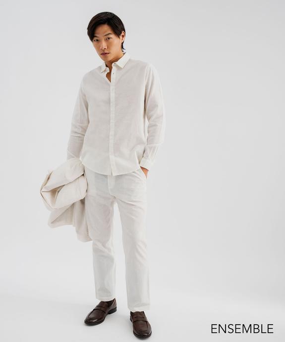 Ensemble chemise manches longues et pantalon en lin blanc pour homme - GEMO