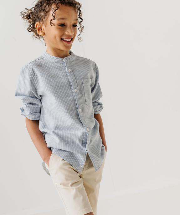 Chemise manches longues à col mao et rayures garçon vue5 - GEMO (ENFANT) - GEMO