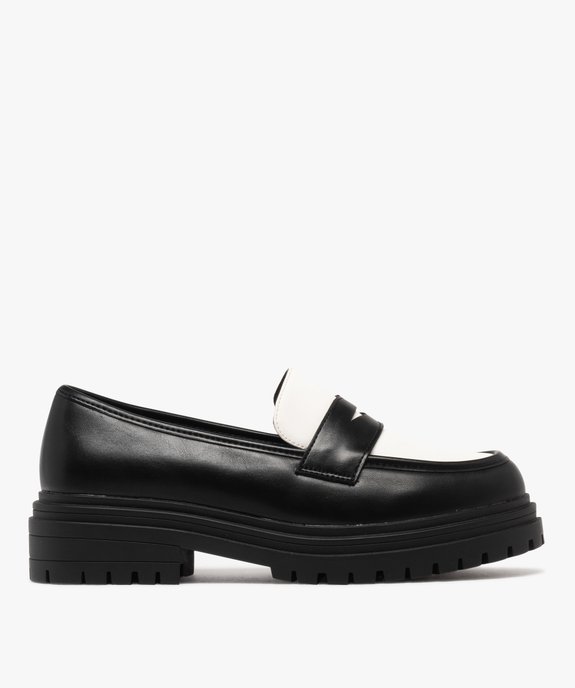 Mocassins bicolores à épaisse semelle crantée femme vue3 - 5 MILES - GEMO