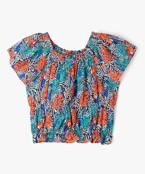 Blouse imprimée à manches courtes finitions froncées fille vue1 - GEMO 4G FILLE - GEMO