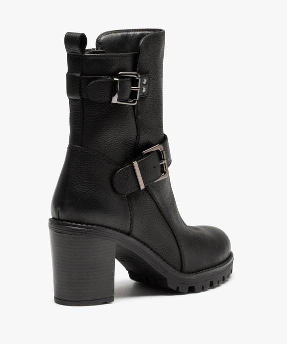 Boots femme à talon large dessus cuir uni - Tanéo vue5 - TANEO - GEMO
