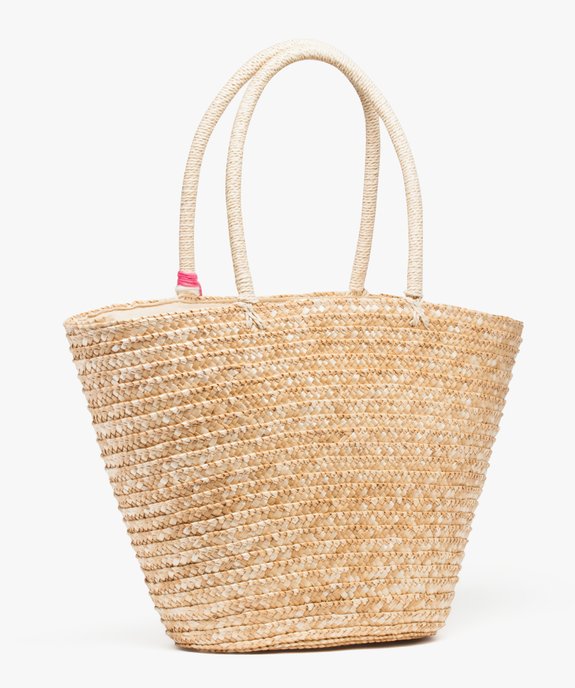 Sac cabas en paille avec motif flamant rose brodé vue2 - GEMO (ACCESS) - GEMO