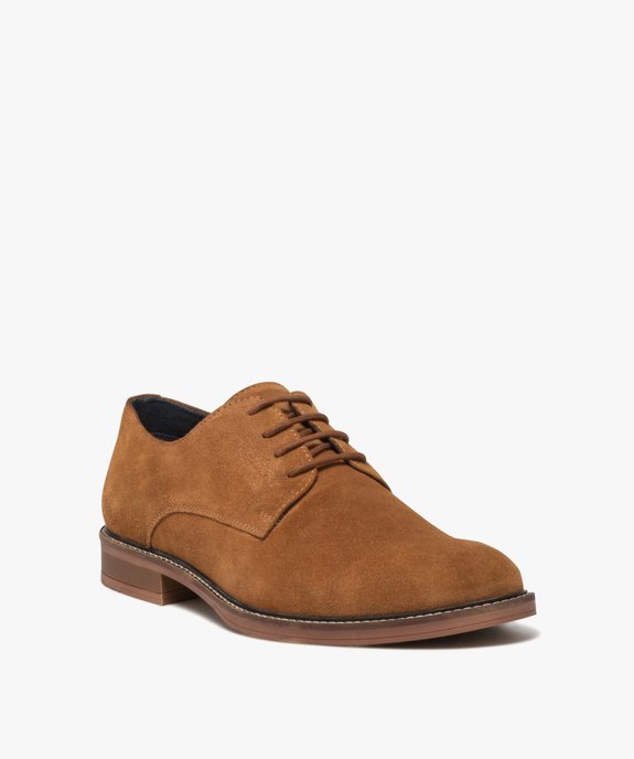 Derbies homme unies avec dessus en cuir suédé - Taneo vue2 - TANEO - GEMO