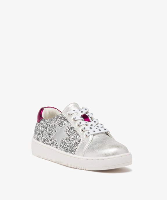 Baskets fille à strass avec lacets à motif et à zip  vue2 - GEMO 4G FILLE - GEMO