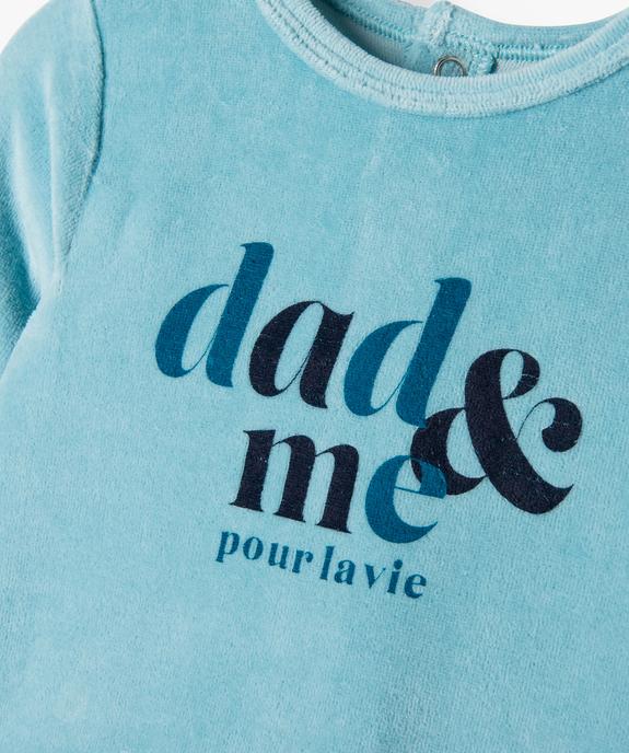 Pyjama bébé à pont-dos en velours avec message vue2 - PREMIER PRIX BY GEMO - GEMO