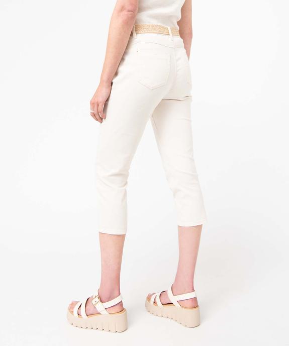 Pantacourt femme en toile denim avec ceinture tressée vue3 - GEMO 4G FEMME - GEMO