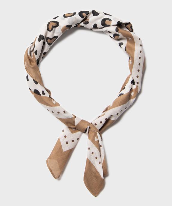 Foulard en coton à motifs coeurs façon léopard fille vue1 - GEMO (ACCESS) - GEMO