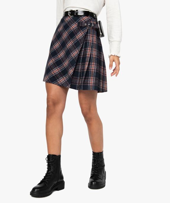 Jupe femme courte à carreaux style écossais vue1 - GEMO(FEMME PAP) - GEMO