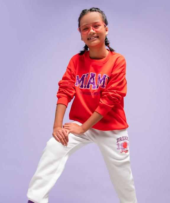 Sweat fille molletonné avec inscription brodée vue1 - GEMO (JUNIOR) - GEMO