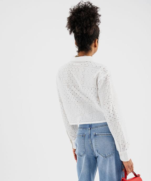 Chemise manches longues coupe courte en broderie anglaise femme vue3 - GEMO(FEMME PAP) - GEMO