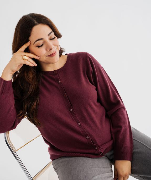 Gilet à col rond en maille fine femme grande taille vue1 - GEMO (G TAILLE) - GEMO