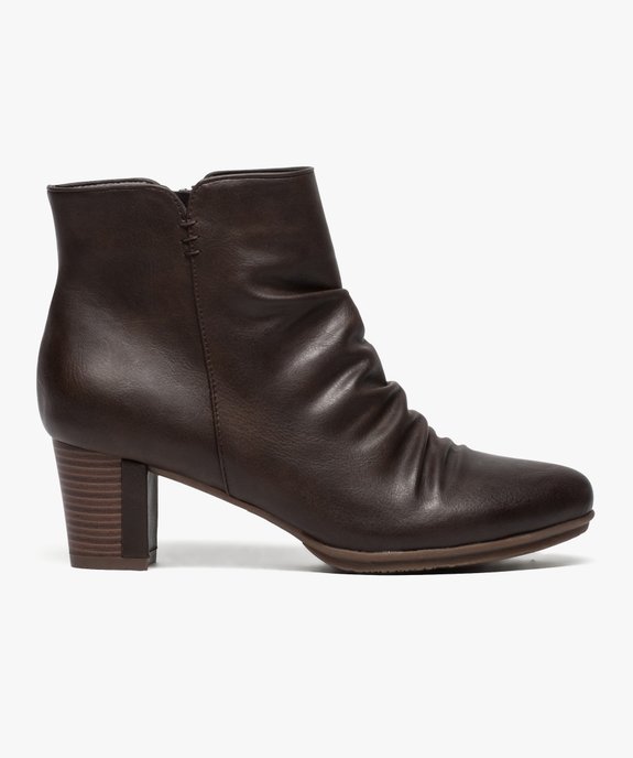 Bottines plissées à talon fantaisie vue1 - GEMO(URBAIN) - GEMO