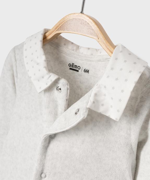Pyjama en velours à col chemise étoilé et ouverture devant bébé vue2 - GEMO 4G BEBE - GEMO