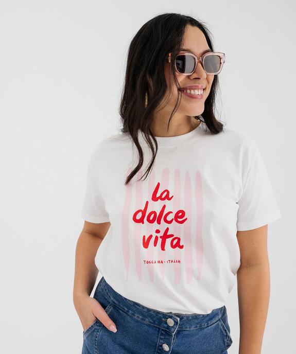 Tee-shirt manches courtes avec motif coloré femme vue1 - GEMO 4G FEMME - GEMO