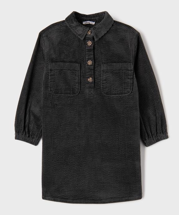 Robe chemise courte à manches longues en velours côtelée fille vue1 - GEMO (ENFANT) - GEMO