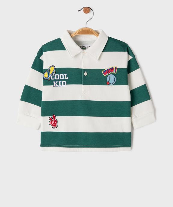 Sweat rayé esprit polo bébé garçon vue1 - GEMO 4G BEBE - GEMO