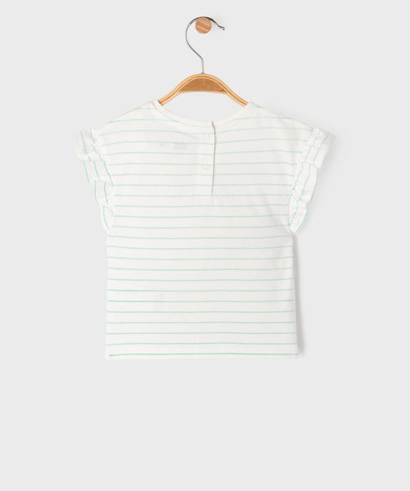 Tee-shirt manches courtes rayé avec manches à volants bébé fille vue3 - GEMO 4G BEBE - GEMO