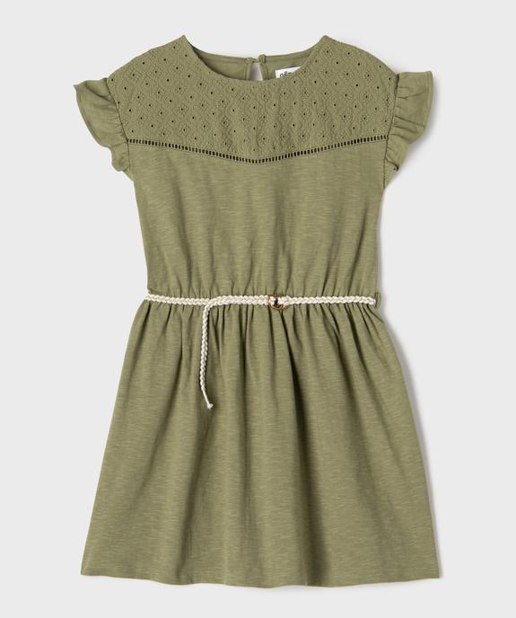 Robe courte à manches volantées en jersey de coton fille vue1 - GEMO 4G FILLE - GEMO