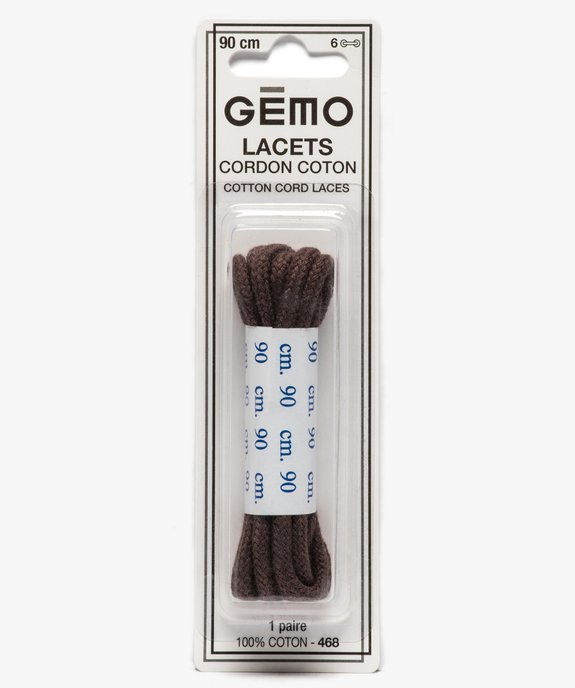 Lacets ronds unis en coton 90 cm vue1 - GEMO(ENTRETIEN) - GEMO