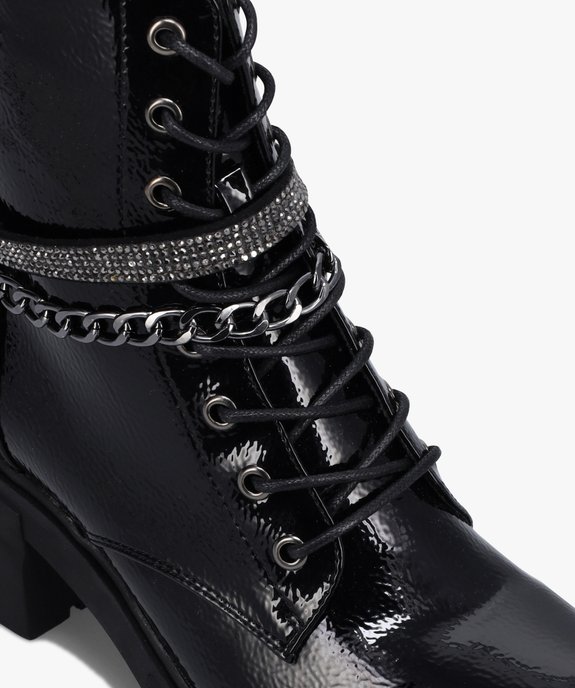 Bottines femme rock vernies avec brides métalliques vue6 - GEMO(URBAIN) - GEMO