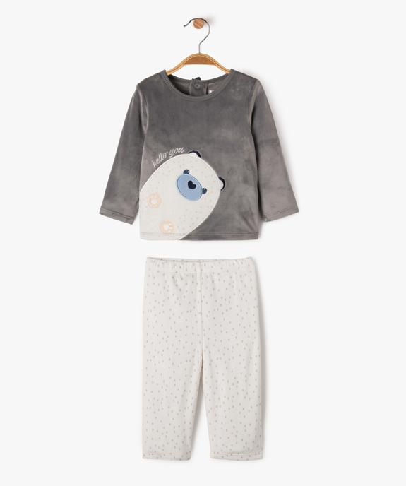 Pyjama en velours deux pièces avec motif ours bébé garçon vue1 - GEMO(BB COUCHE) - GEMO