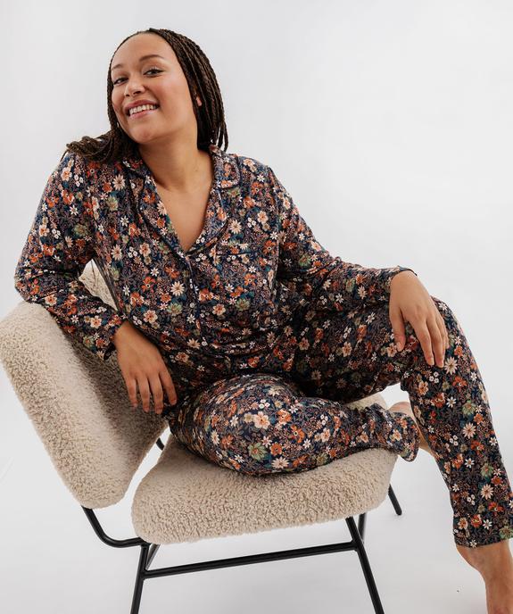 Pyjama femme grande taille deux pièces : chemise et pantalon vue1 - GEMO 4G FEMME - GEMO