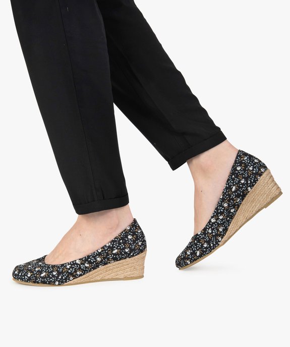 Escarpins femme en toile et talon compensé en corde vue1 - GEMO(URBAIN) - GEMO