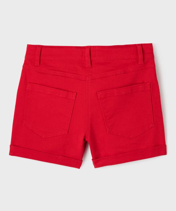 Short en denim avec revers cousus fille vue3 - GEMO (JUNIOR) - GEMO