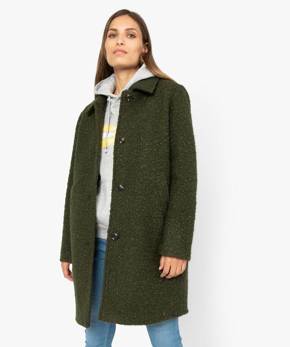 Manteau femme mi-long en maille bouclette vue1 - GEMO(FEMME PAP) - GEMO