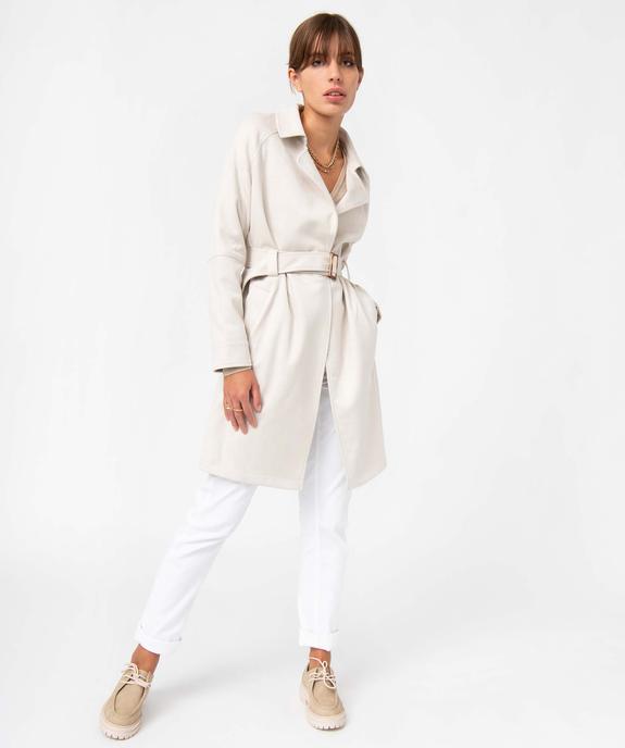 Manteau trench en suédine avec ceinture femme vue5 - GEMO(FEMME PAP) - GEMO