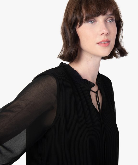 Blouse femme en voile à manches longues vue2 - GEMO(FEMME PAP) - GEMO