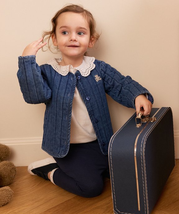 Veste matelassée en denim bébé fille - LuluCastagnette vue1 - LULUCASTAGNETTE - GEMO