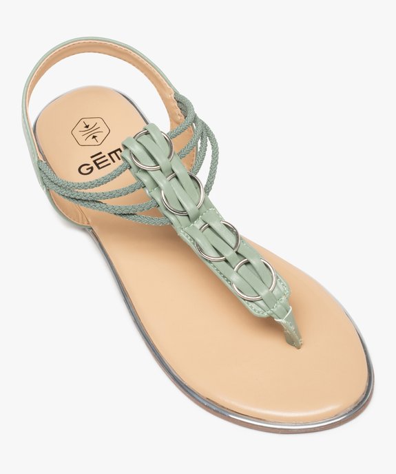 Sandales femme à talon plat et entre-doigts détails métal vue5 - GEMO (CASUAL) - GEMO