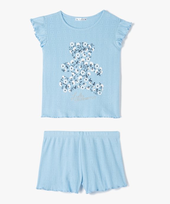 Pyjashort fille en maille fantaisie - LuluCastagnette vue1 - LULUCASTAGNETTE - GEMO
