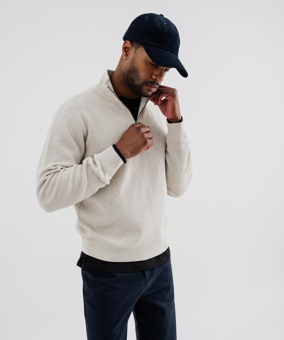 Pull en coton à col camionneur homme vue1 - GEMO (HOMME) - GEMO