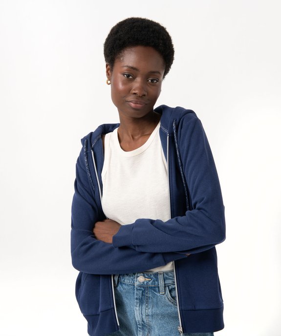 Sweat zippé à capuche avec intérieur molletonné femme vue5 - GEMO(FEMME PAP) - GEMO