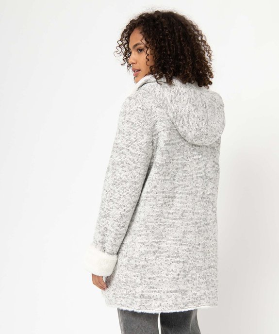 Manteau femme court en maille chinée avec capuche vue3 - GEMO(FEMME PAP) - GEMO