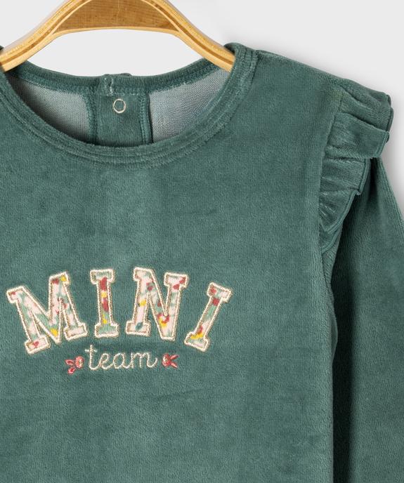 Pyjama en velours 2 pièces à motifs fleuris bébé fille vue2 - GEMO 4G BEBE - GEMO