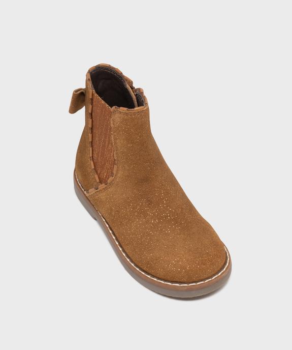 Chelsea boots pailletées en cuir suédé fille - Tanéo vue6 - TANEO - GEMO